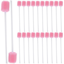 (As show, One size) 100pcs Disposable Oral Care Sponge Swab Tooth Cleaning Mouth Swabs (Pink)