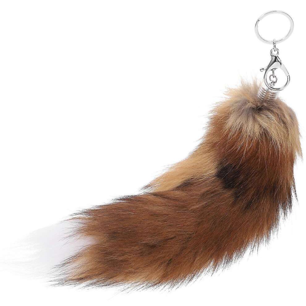 Kricely (As Show, One Size) Fluffy Tail Key Chain Faux Fur Tail Key Ring Handbag Accessory Bag Decoration