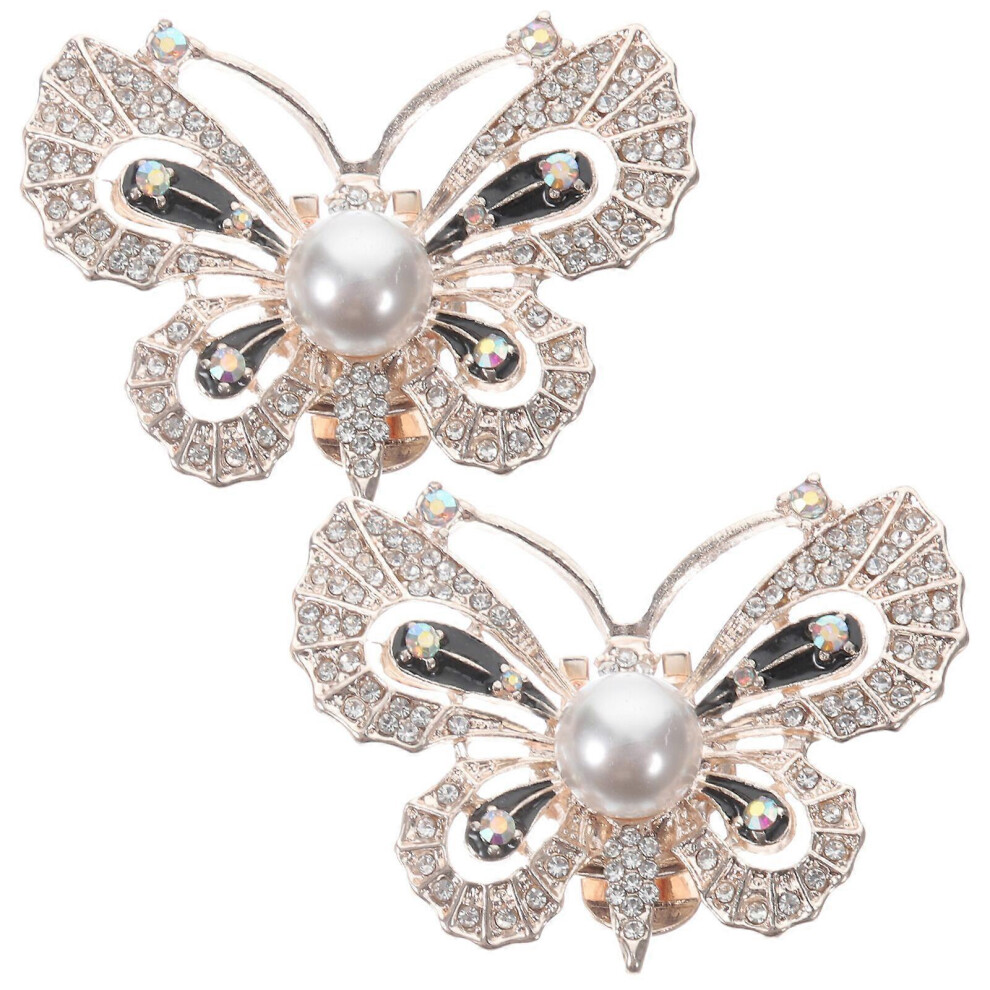 Kricely (As Show, One Size) 2Pcs Butterfly Shoe Clips Wedding Shoes Decoration Sparkly Shoe Charms Shoe Jewelry