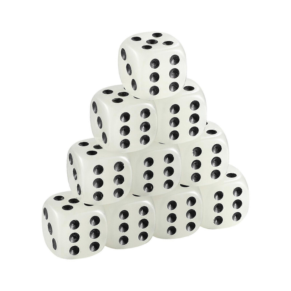 Kricely (As Show, One Size) 10Pcs Acrylic Dices 6 Sided Dices Party Table Game Dices Luminous D6 Dices Game Dice Props (16Mm)