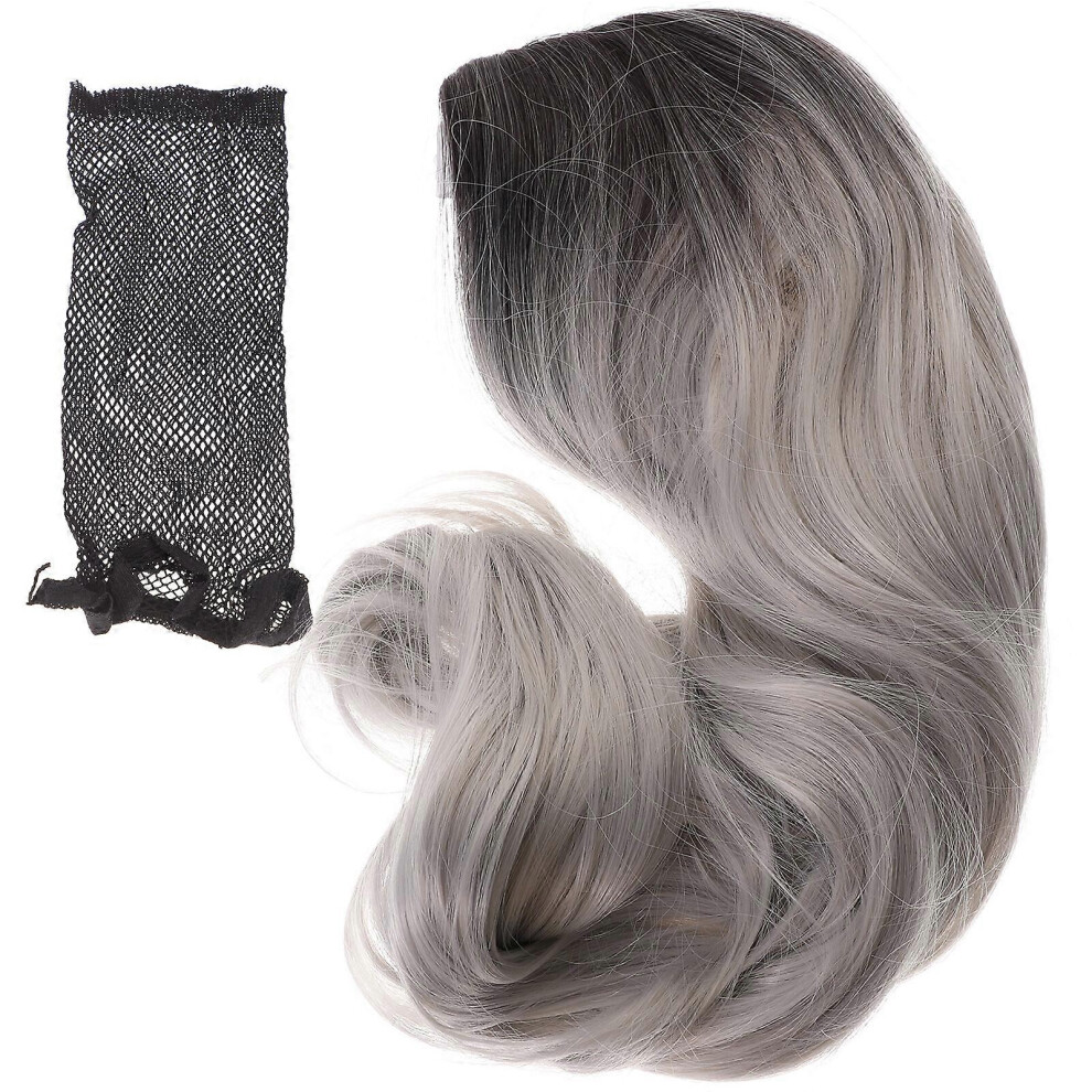 Kricely (As Show, One Size) Colorful Long Wave Curly Black Ombre Grey Cosplay Wig Lolita Style Anime Cosplay Wigs Black,Grey