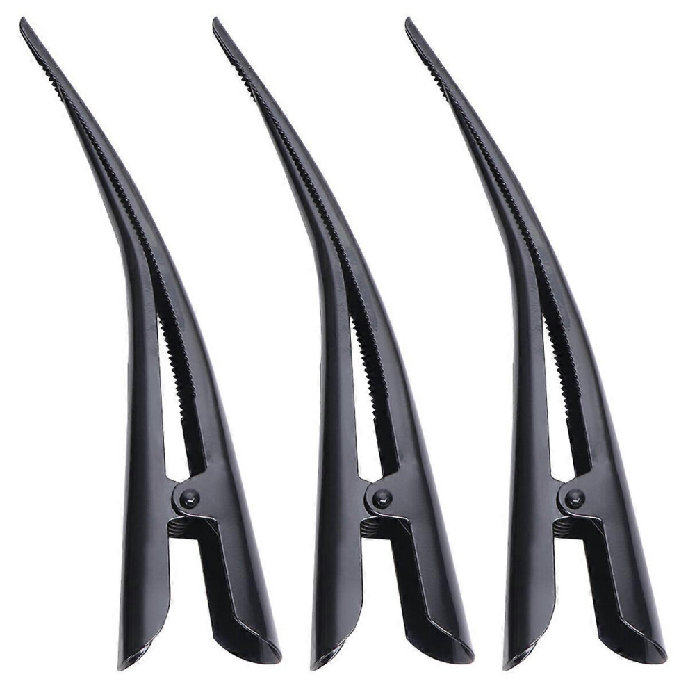 Kricely (As Show, One Size) 3Pcs Metal Hair Clips Duckbill Hair Clamps Hair Accessories For Women Kids Girls (Black) Black