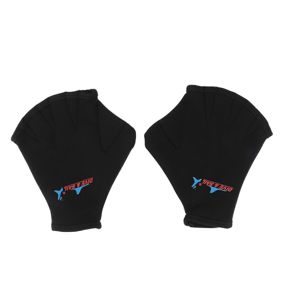 Kricely (As Show, One Size) 1 Pair Swimming Gloves Webbed Aquatic Fit Traning Gloves Paddles Diving Hand Web (Black) Black