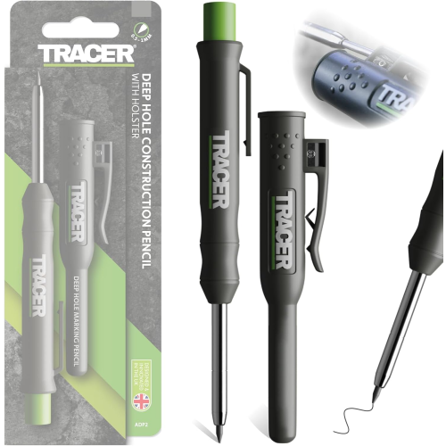 Tracer Deep Hole Construction Pencil Site Holster (120mm, Extendable 2B Construction Pencil with Inbuilt Sharpener) 1