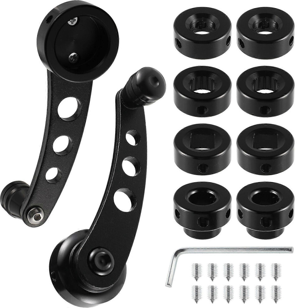 Kricely (As Show, One Size) 1 Set Car Window Shake Handle Winders Crank Rocker Aluminum Universal Doors Crank Handles Left Right Set Car Door Accessories (Bla