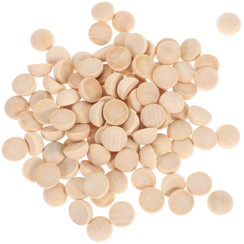 Kricely (Size 1, One Size) 100Pcs Unfinished Half Wooden Balls Mini Hemisphere Half Craft Balls For Diy Projects Kids Arts And Craft Supplies ( 15 Light/Yellow