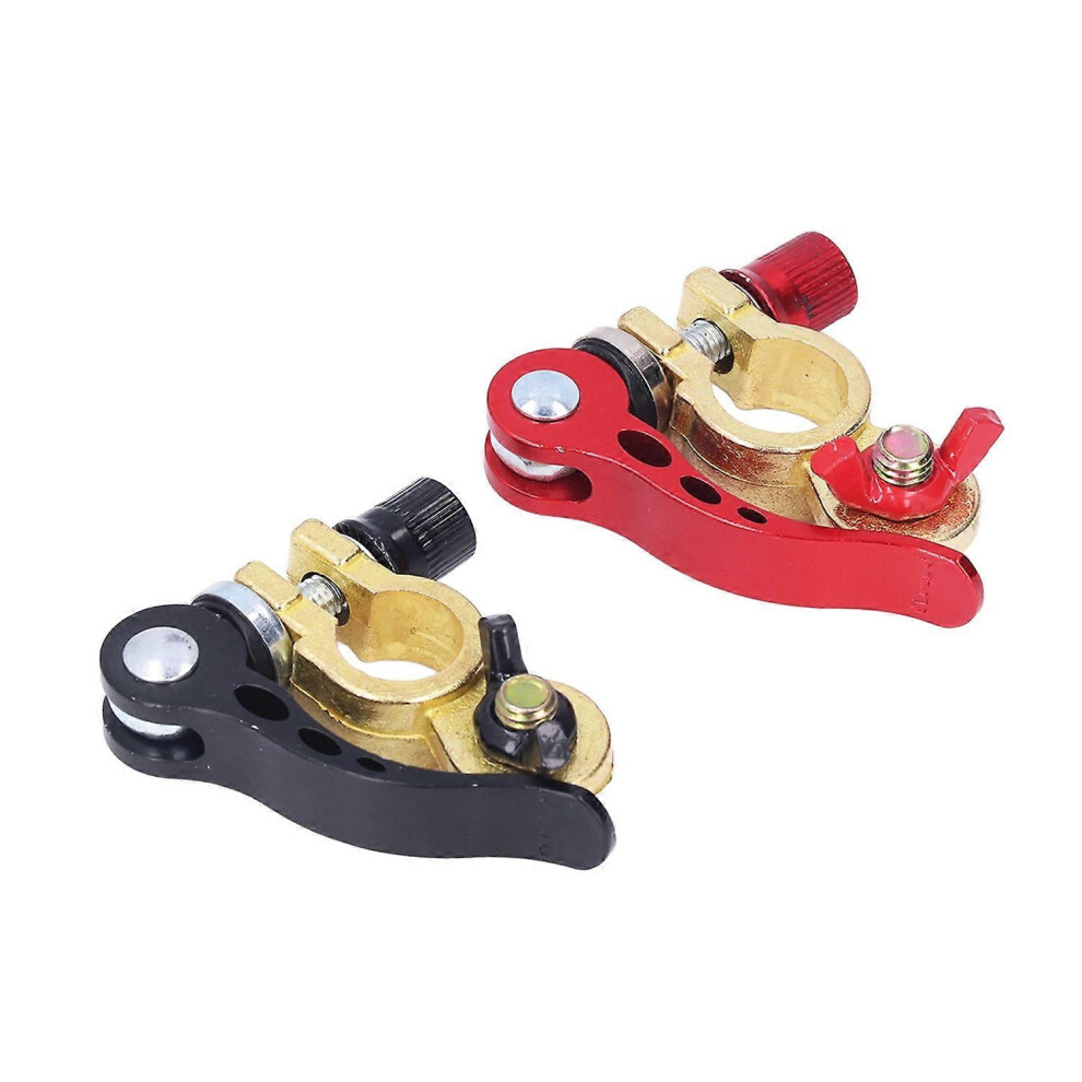 (As Show, One Size) 2Pcs Universal Copper Battery Terminal Clamp Connectors Quick Release Disconnect For Car 6909775594308
