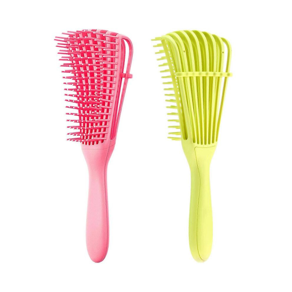2 Pieces Detangling Brush for Afro America/ African Hair Textured 3a to 4c Kinky Wavy/ Curly/ Coily/ Wet/ Dry/ Oil/ Thick/ Long Hair, Knots Detangler
