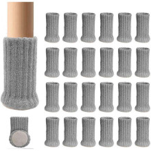 Pack of 24 chair leg socks - Non-slip felt floor protectors (diameter 1" to 2", grey)
