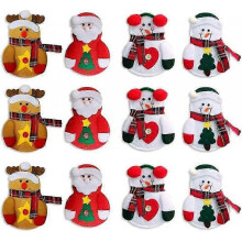 12 pcs Christmas Cutlery Bag Cutlery Holder Christmas Decoration Reindeer Snowman Santa Claus