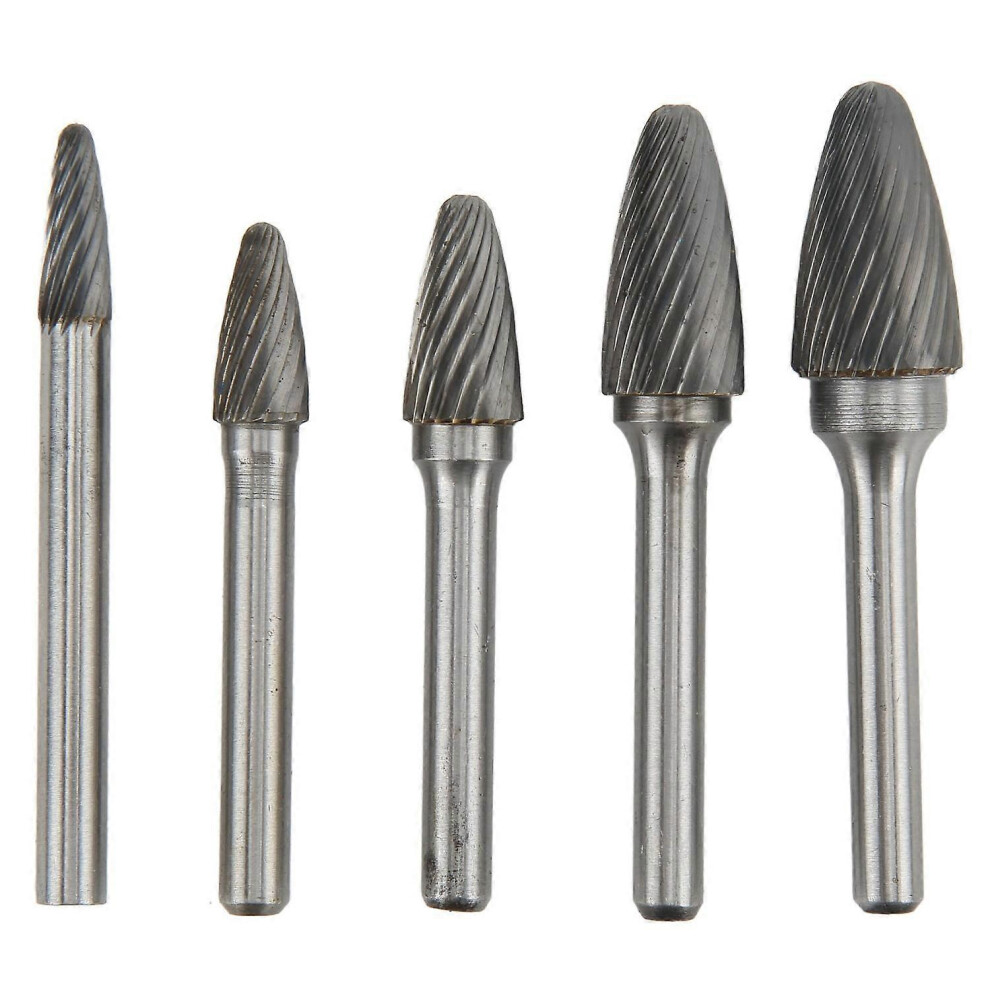 (As Show, One Size) 5Pcs Carbide Burrs Single Cut Rotary File With 6Mm/0.24In Shank For Engraving Polishing Drilling 6909775660782