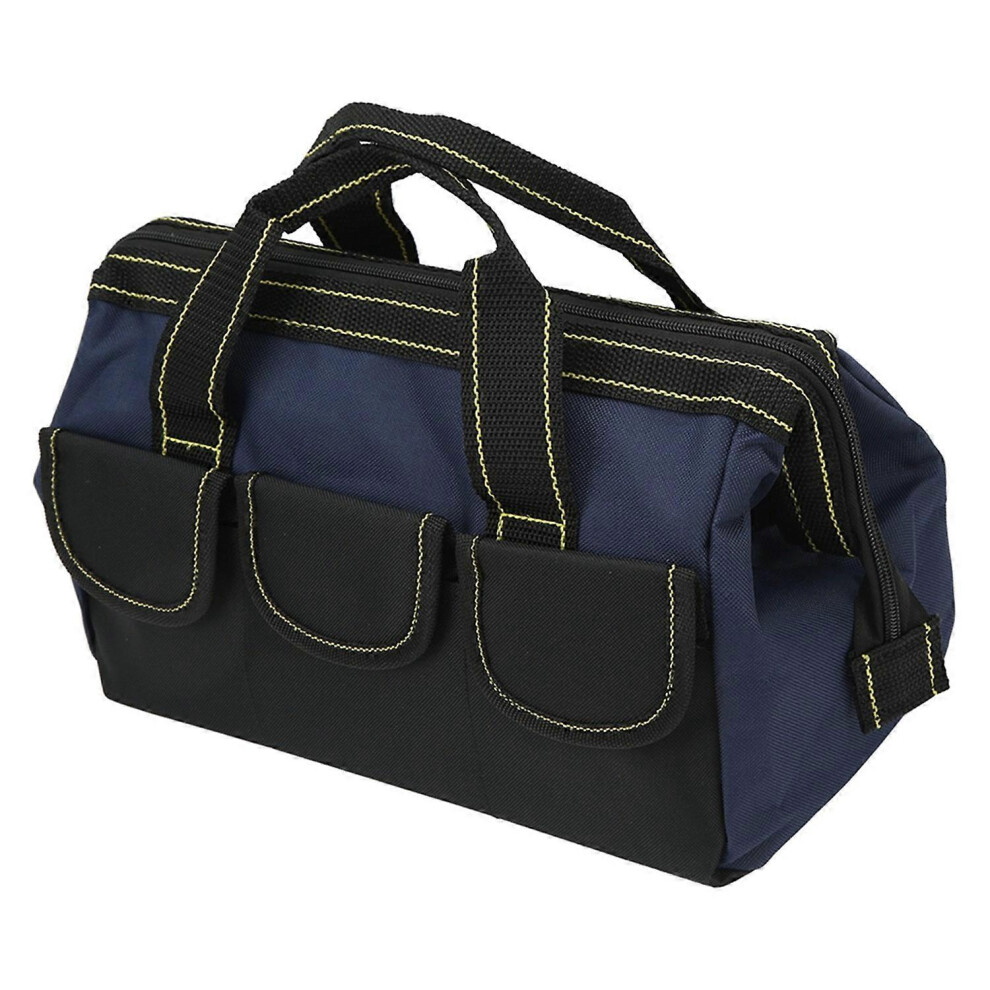 (As Show, One Size) 16In Tool Storage Bag Wide Mouth Heavy Duty Water Proof Portable Handheld Tool Tote Bag Black Blue 6909775656273