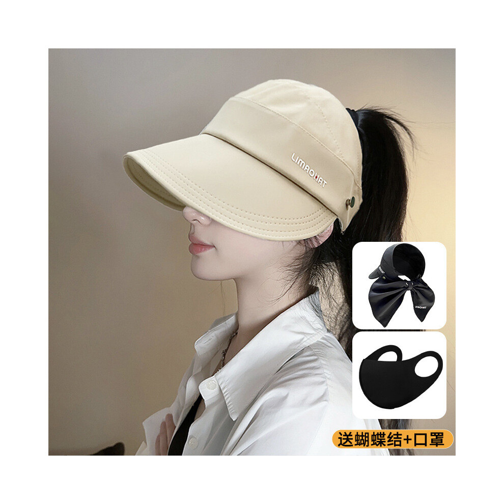 (Light Beige Hat)Élégant chapeau de soleil femme printemps été haute queue de cheval casquette de pêcheur ajustable légère matière durable