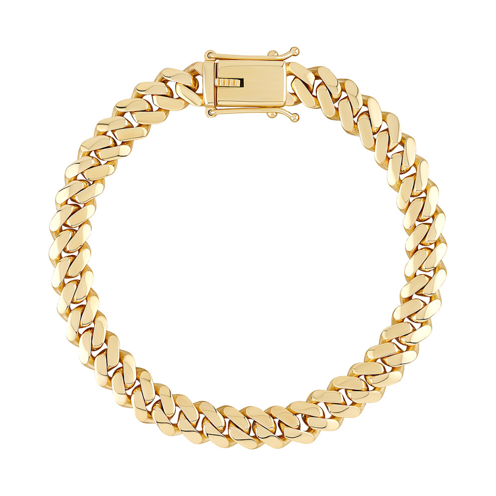 Jewelco London Men's Solid 9ct Yellow Gold Domed Cuban Curb 8.5mm Chain Link Bracelet, 8.5 inch 21cm - JBB454-8.5