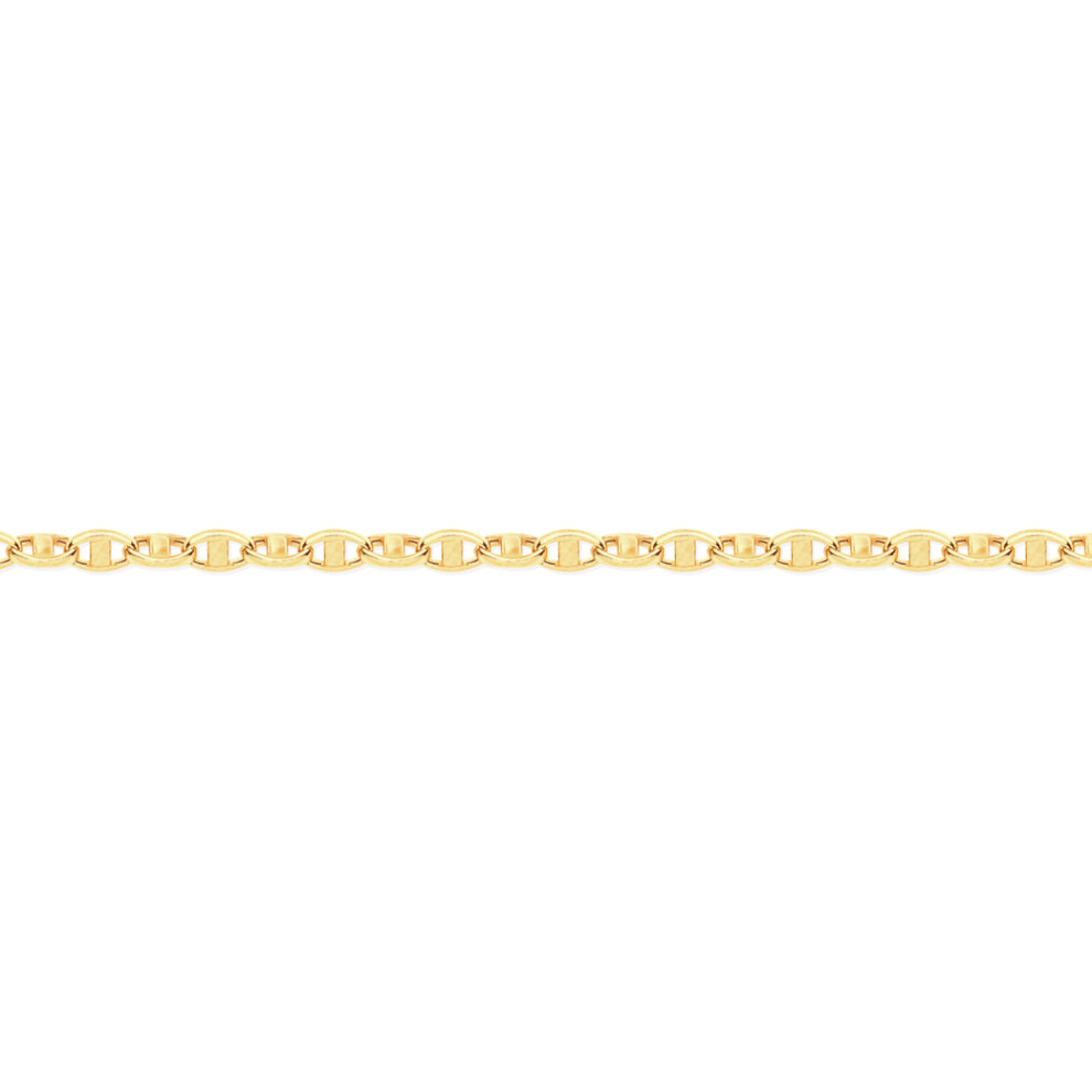 Jewelco London 9ct Yellow Gold Marine Anchor 3.5mm Chain Link Bracelet, 7.5 inch 19cm - JBB409-7.5
