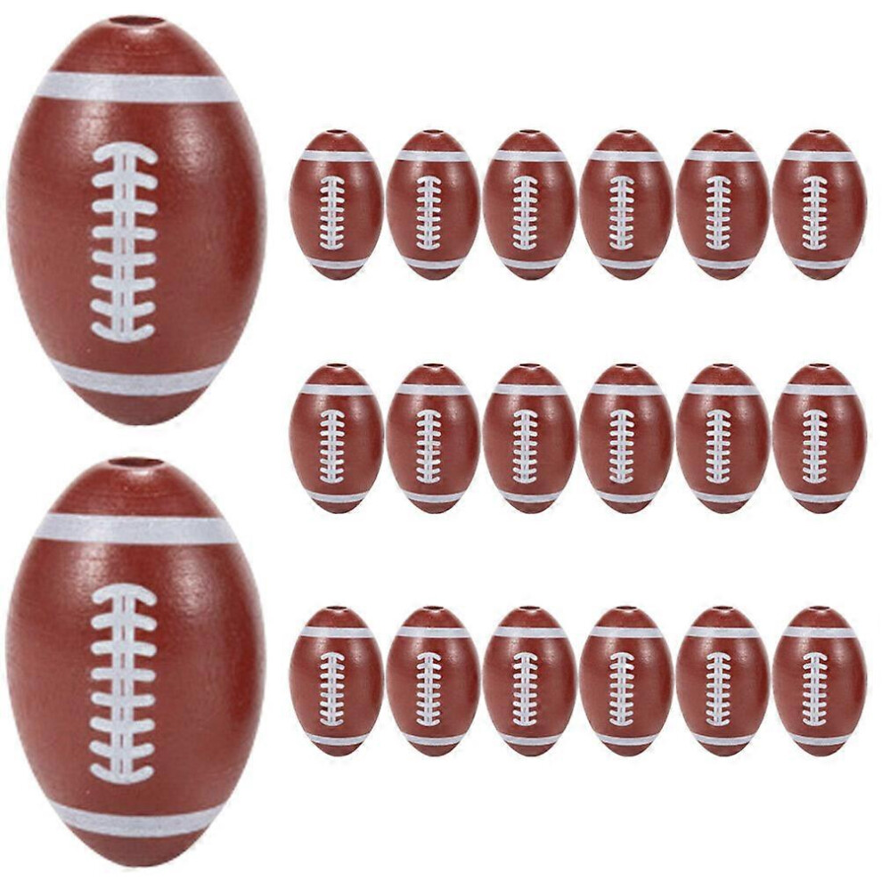 Kricely (As Show, One Size) 50Pcs Jewelry Making American Football Beads Wooden Sport Beads For Diy Bracelets Necklace