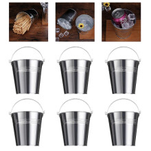 (As show, One size) NUOLUX 6pcs 10.5x7.2x10.5cm Mini Tinplate Metal Bucket Icing French Fries Tin Pails