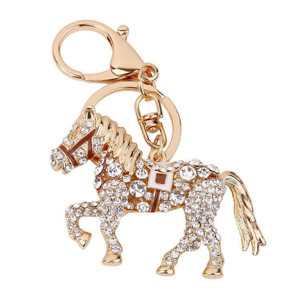 Kricely (As Show, One Size) Rhinestone Horse Pendant Keyring Keychain Key Chain Gift (Coffee) Brown