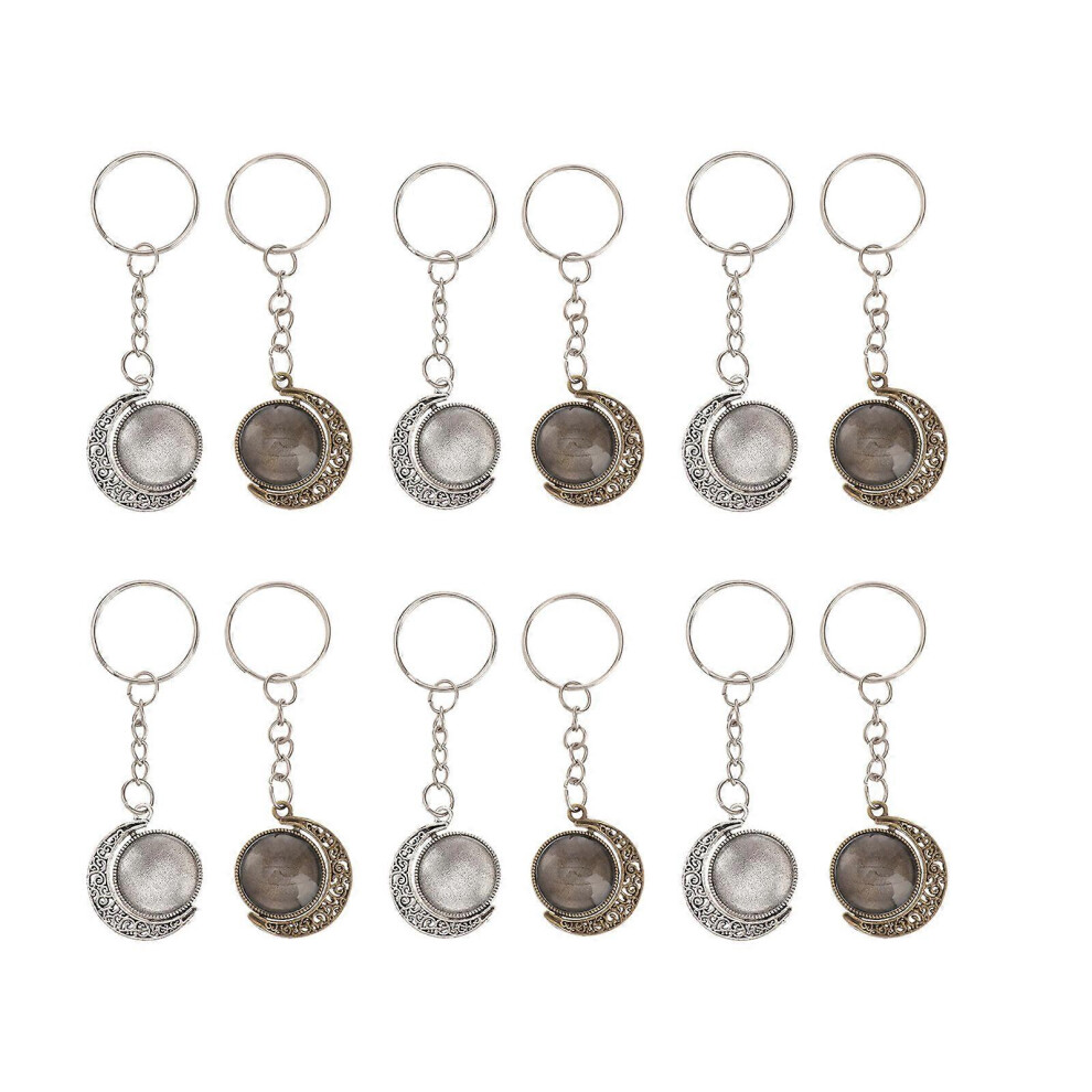 Kricely (As Show, One Size) 1 Set Of Pendant Trays With Cabochons Key Chain Pendant Blank Cameo Bezel