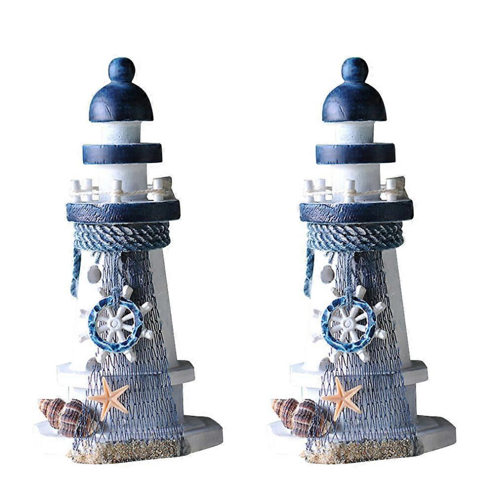 Kricely (As Show, One Size) 1Pc Mediterranean Ocean Lighthouse Ornaments Pine Wood Artistic Figurine Craft Tv Cabinet Desktop Home Decorations For Table Ornam