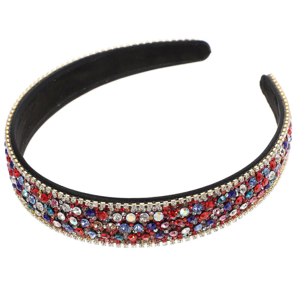 Kricely (As Show, One Size) Crystal Wide Hair Headband Rhinestone Hairband For Women Girls (Mixed Color)