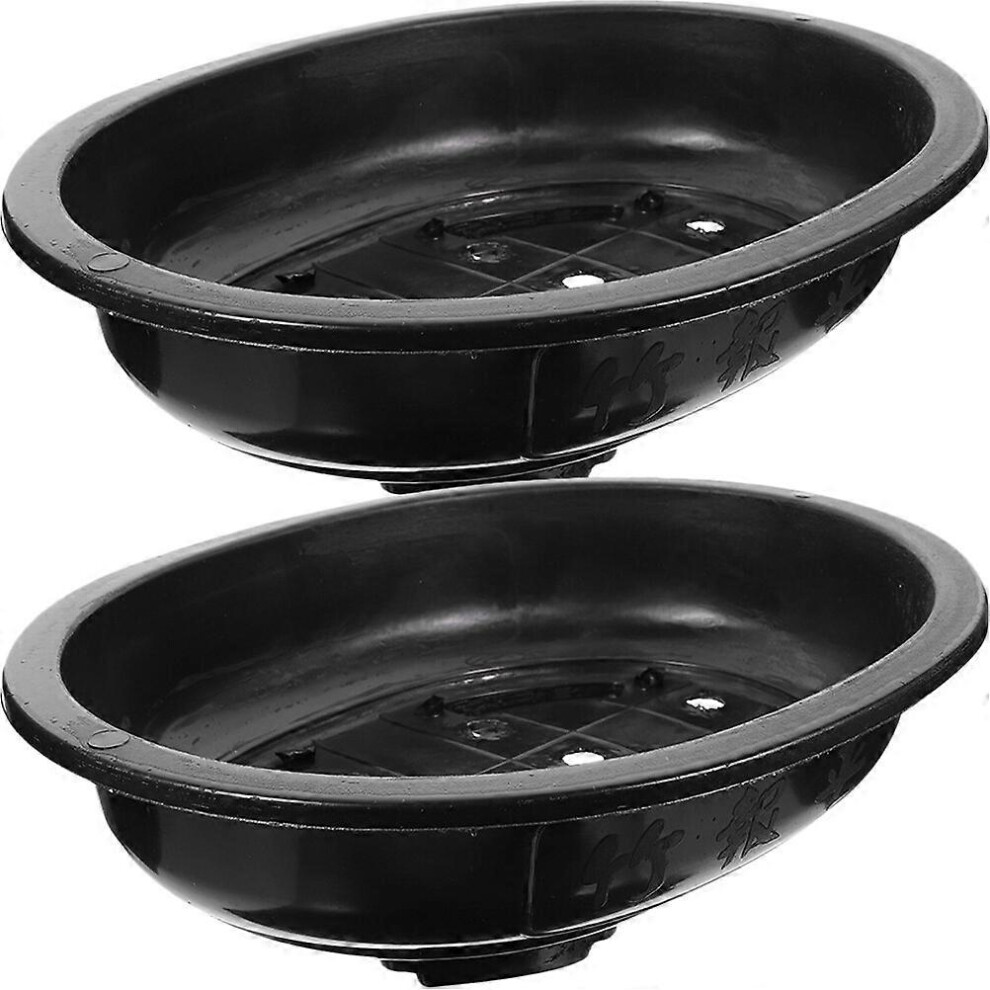 Kricely (As Show, One Size) 4Pcs Bonsai Flowerpot Garden Use Oval Bonsai Pot Plastic Flower Pot Bonsai Container