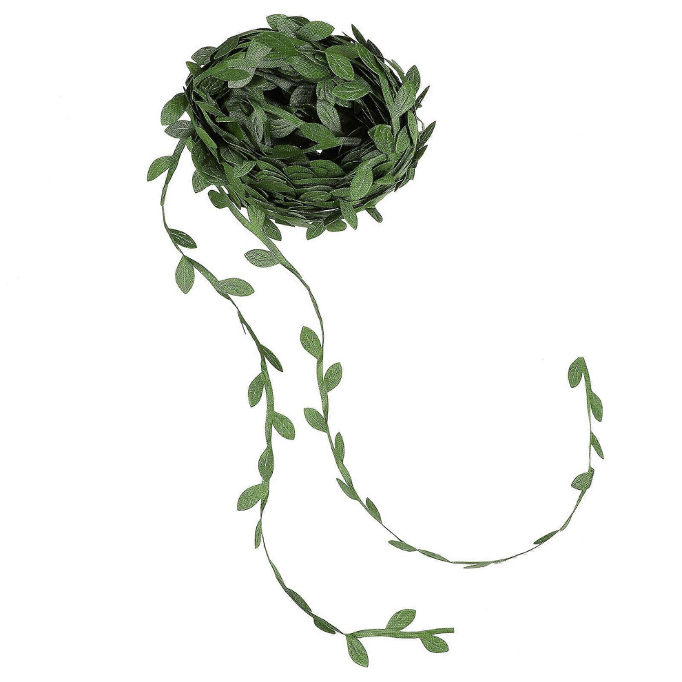 Kricely (As Show, One Size) 1 Roll Artificial Leaves Vines Diy Garland Crafts Leaves Ribbon Fake Leaf Vines (20 Yards) Green