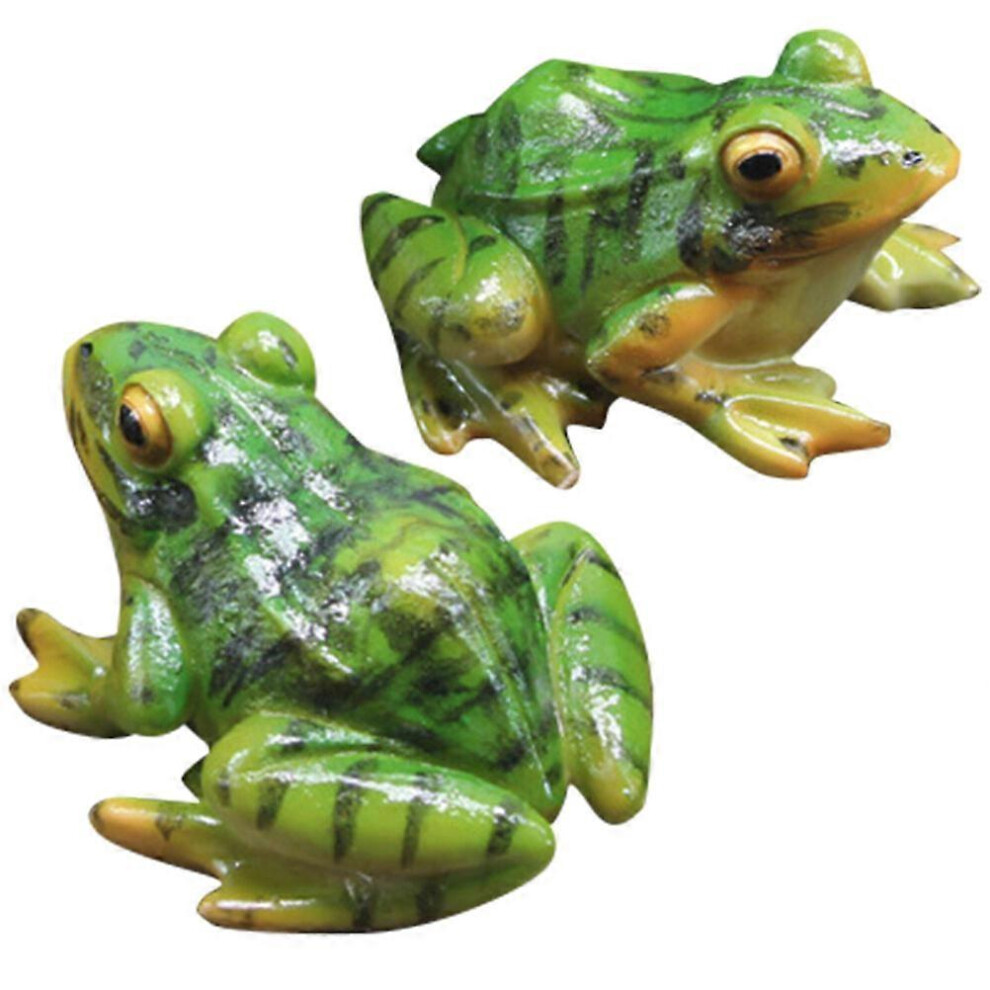 Kricely (As Show, One Size) 2Pcs Funny Resin Frogs Decor Desktop Creative Craft Adorable Frogs Figurine