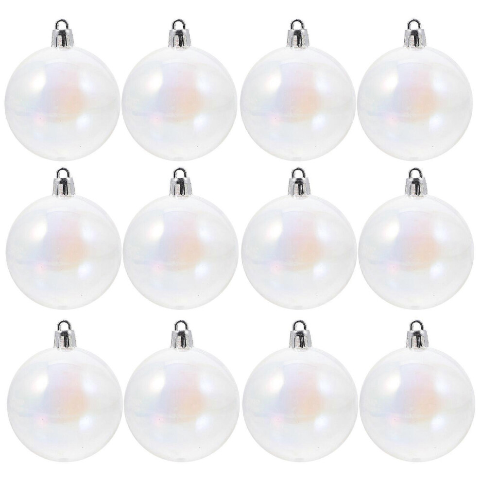 Kricely (As Show, One Size) 12Pcs Transparent Ball Decoration Christmas Pearly Bubble Colorful Ball Xmas Decoration Ball