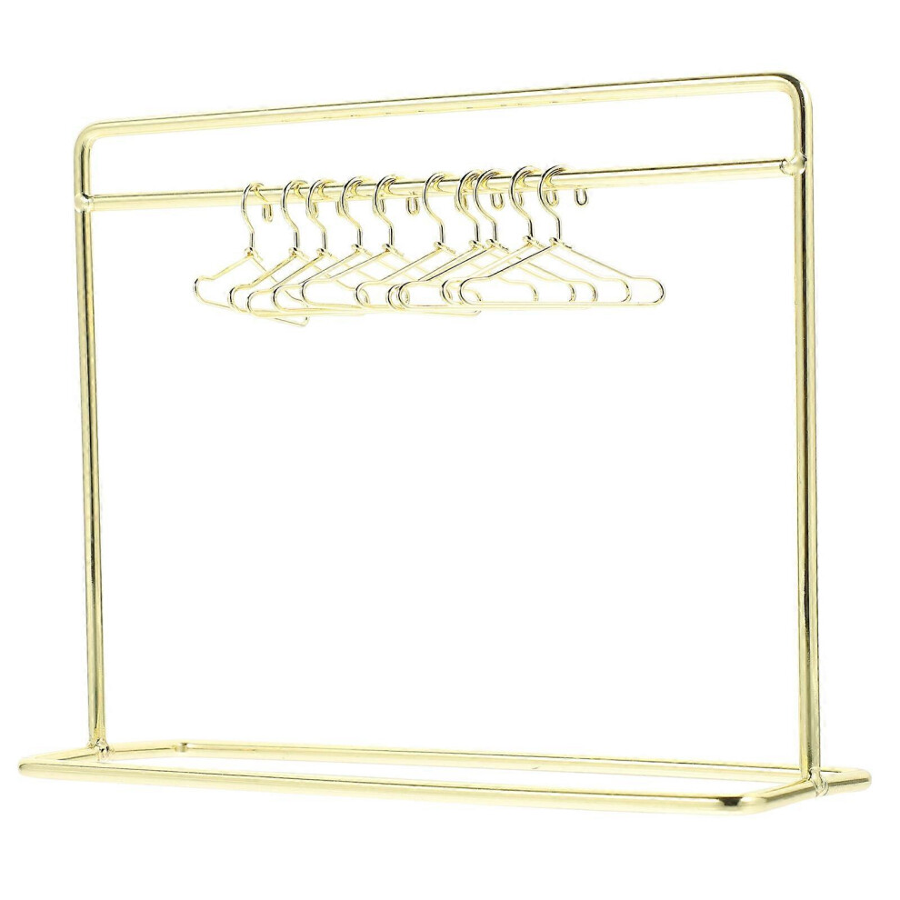 Kricely (As Show, One Size) 1 Set Doll Apparel Hanger Miniature Cloth Rack Doll Clothes Rack Miniature Clothes Hangers
