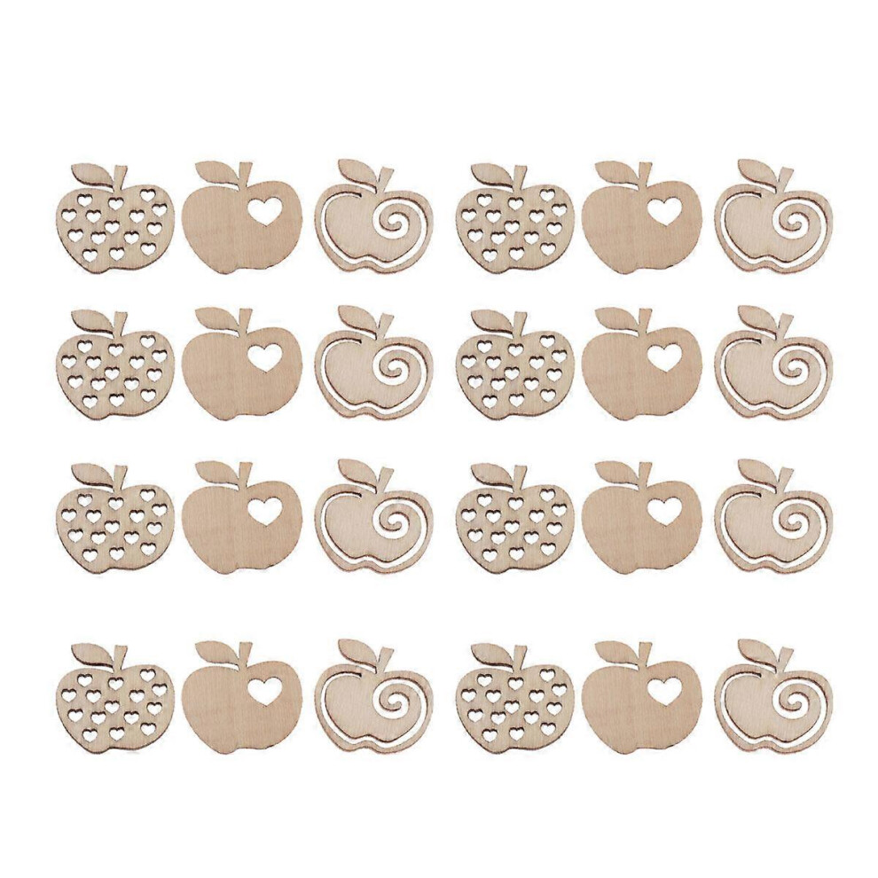 Kricely (As Show, One Size) 100Pcs 3Cm Apple Shape Wooden Pieces Creative Wood Crafts Home Decor Wood Chips (Mixed Style)