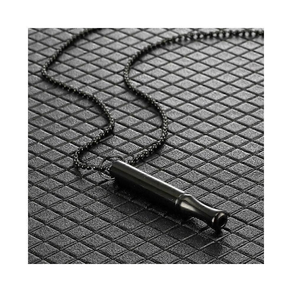(Black) Stop Smoking Necklace Anxiety Whistle Breathing Necklace Stress Relief Mindful Meditation Necklace