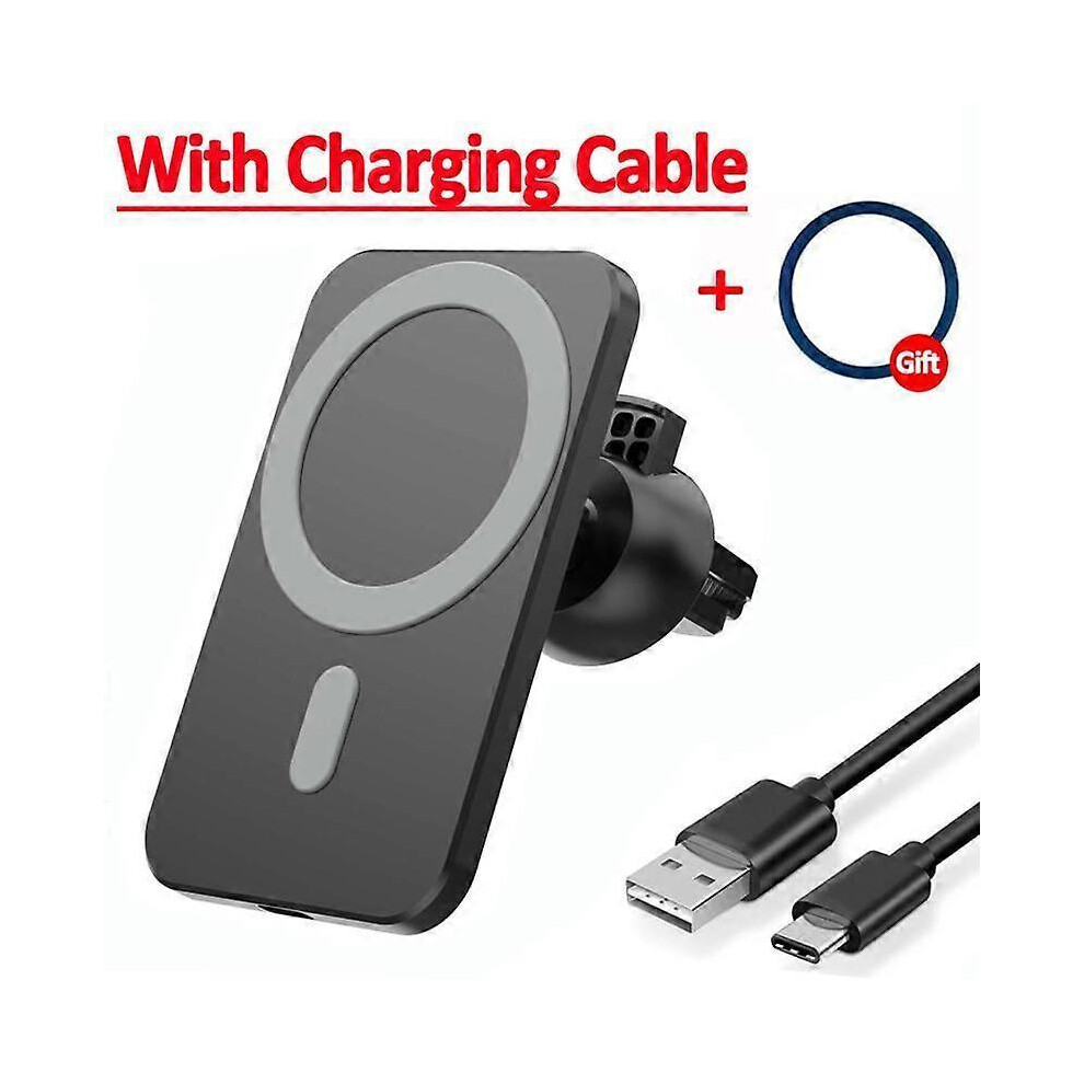 (black) Magnetic Car Wireless Charger Macsafe Air Vent Mount Phone Holder Stand Fast Charging Station For iPhone 12 13 14 15 Pro Max Xiaomi Samsung