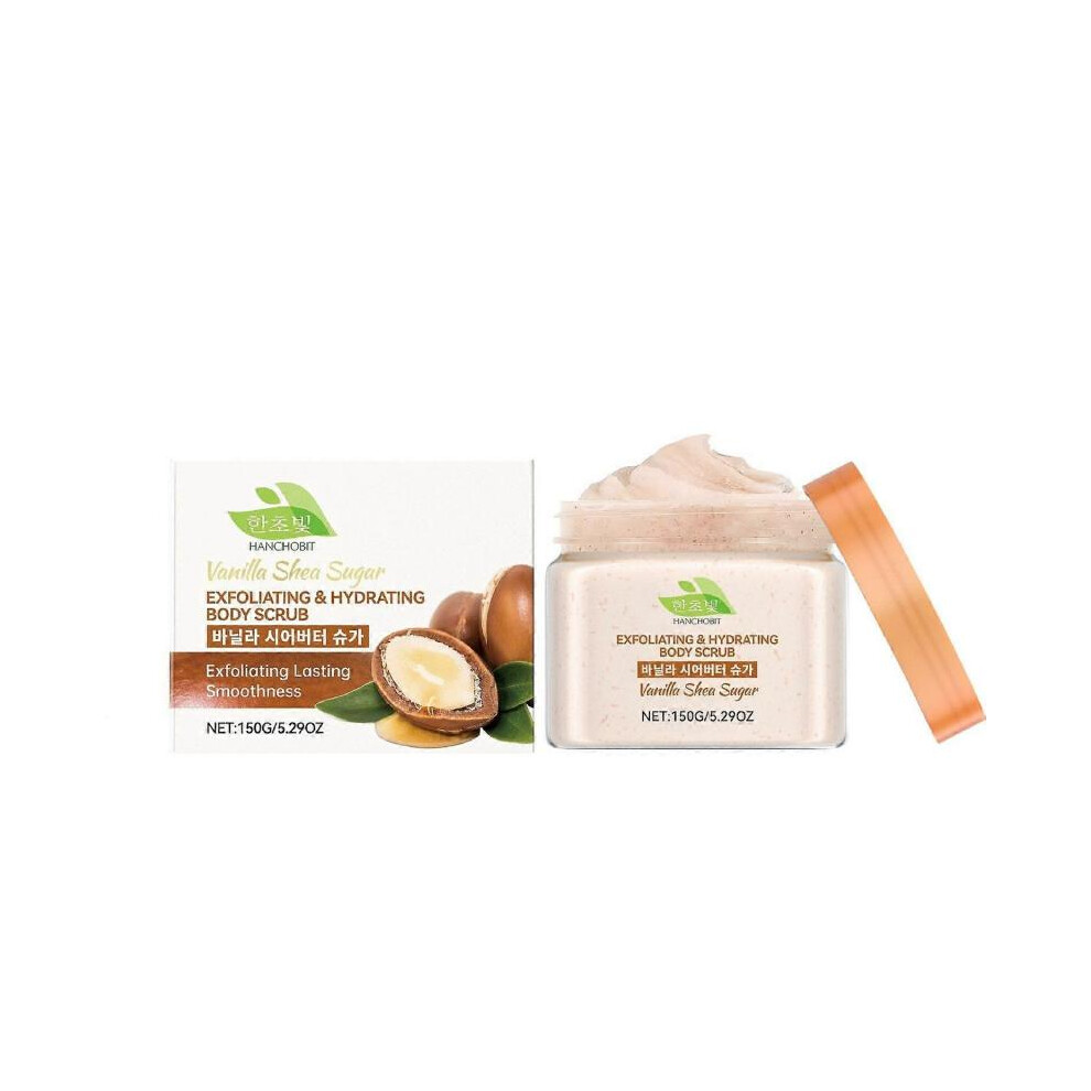(3PCS) Vanilla Shea Sugar Body Scrub, Exfoliating Body Scrub Removes Dead, Dry Skin for Hydrating, Gently Exfoliate Body Hand Foot Scrub, Moisturized Skin