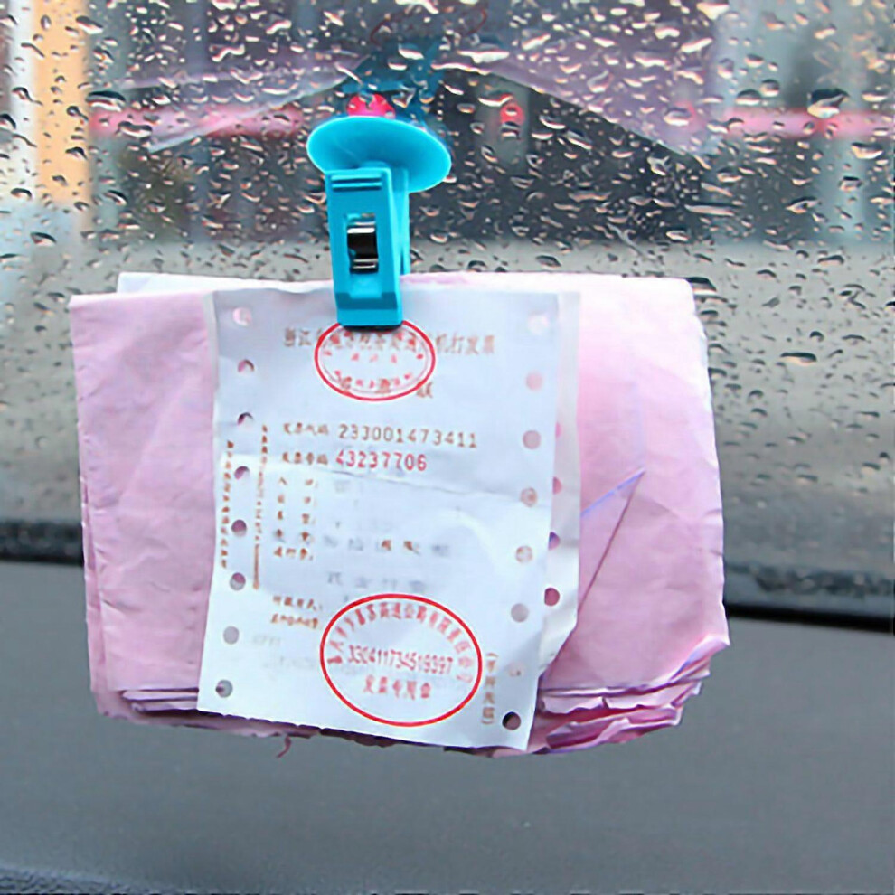 (As Show, One Size) Suction Cup Clip Multiple Purpose Reusable Strong Window Clamp For Car Sun Shade Towel Cards Bills 6909775535967