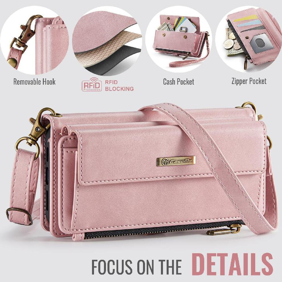 (Pink) Wallet Case For Samsung Galaxy A13 With Card Slots Pu Leather Detachable Stra Rfid Blocking Pink 764544249195
