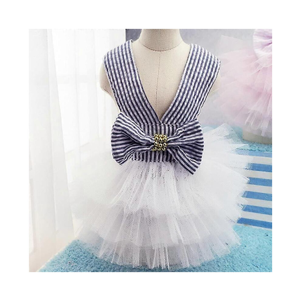 Dog Dresses, Fashion Pet Dog Clothes, Striped Mesh Puppy Dog Princess Dresses
