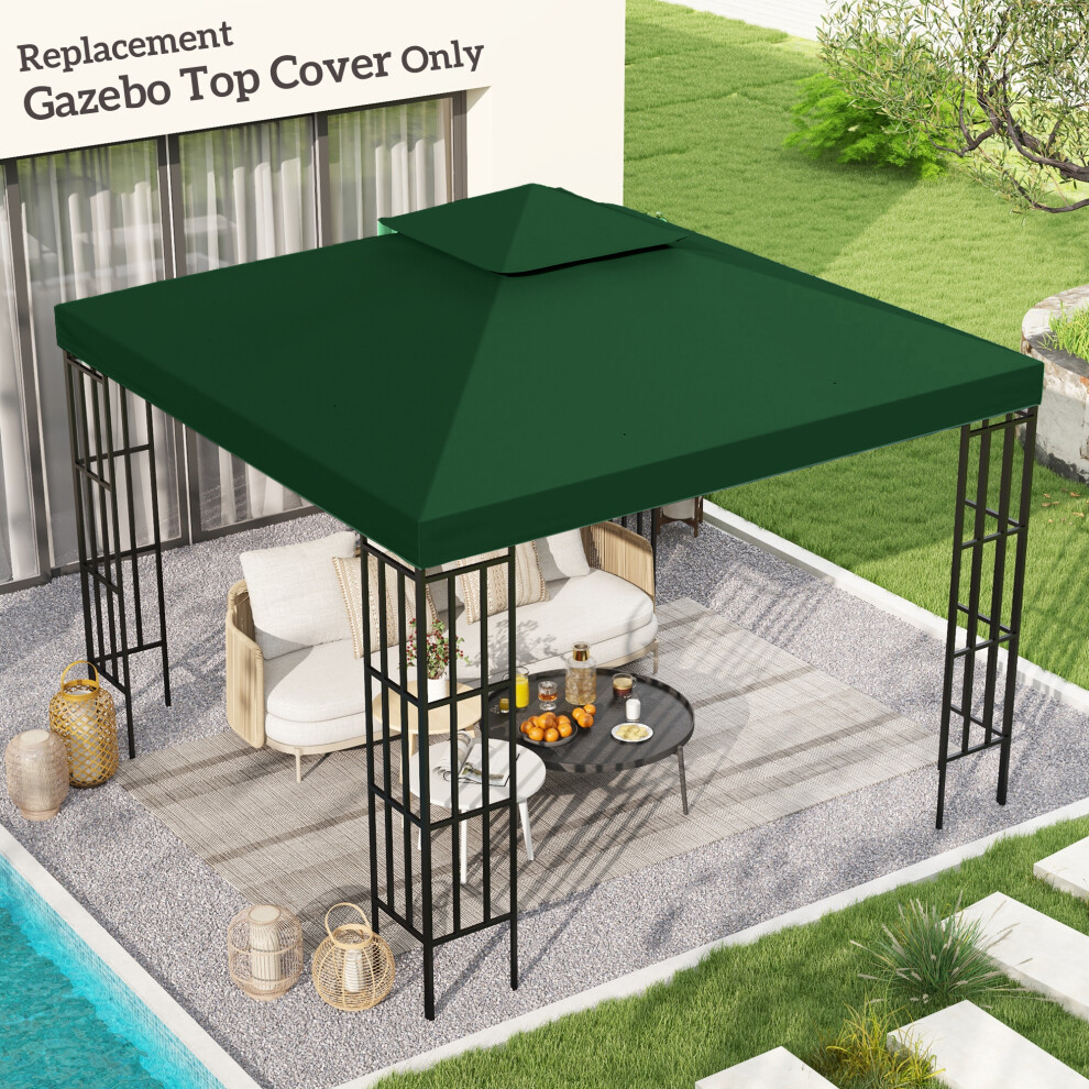 Outsunny 3(m) 2 Tier Garden Gazebo Top Cover Replacement Canopy Roof Dark Green