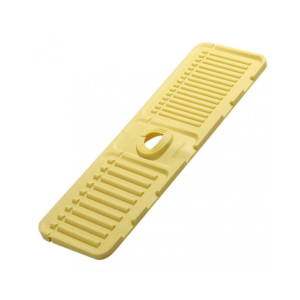 (Yellow) Faucet Mat for Kitchen Sink -  Premium Silicone Splash Guard with Fast Drying Properties - Protective Sink Tray Ideal