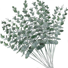 20pcs Faux Eucalyptus Stems Flowers Short Artificial Eucalyptus Greenery Stem Fake Eucuplutis Leaves Branches Decoration