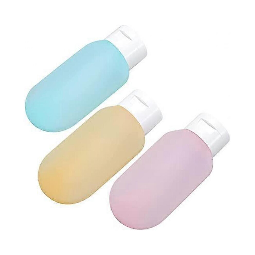 3Pcs Travel Bottle Set,60ml Travel Bottles & Containers,Travel Refillable Squeezable Set with Bag(blue/yellow/pink)