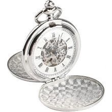 Double Hunter Mechanical Pocket Watch Full Luxury Silver Color Men Women Stylish