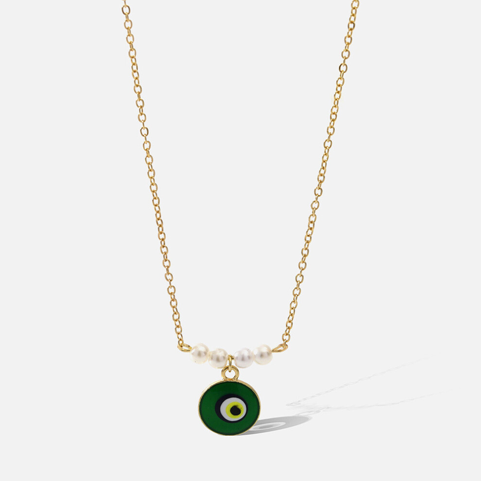 (XH1536)Collier élégant à la mode yeux verts pour femmes design géométrique unique superposé