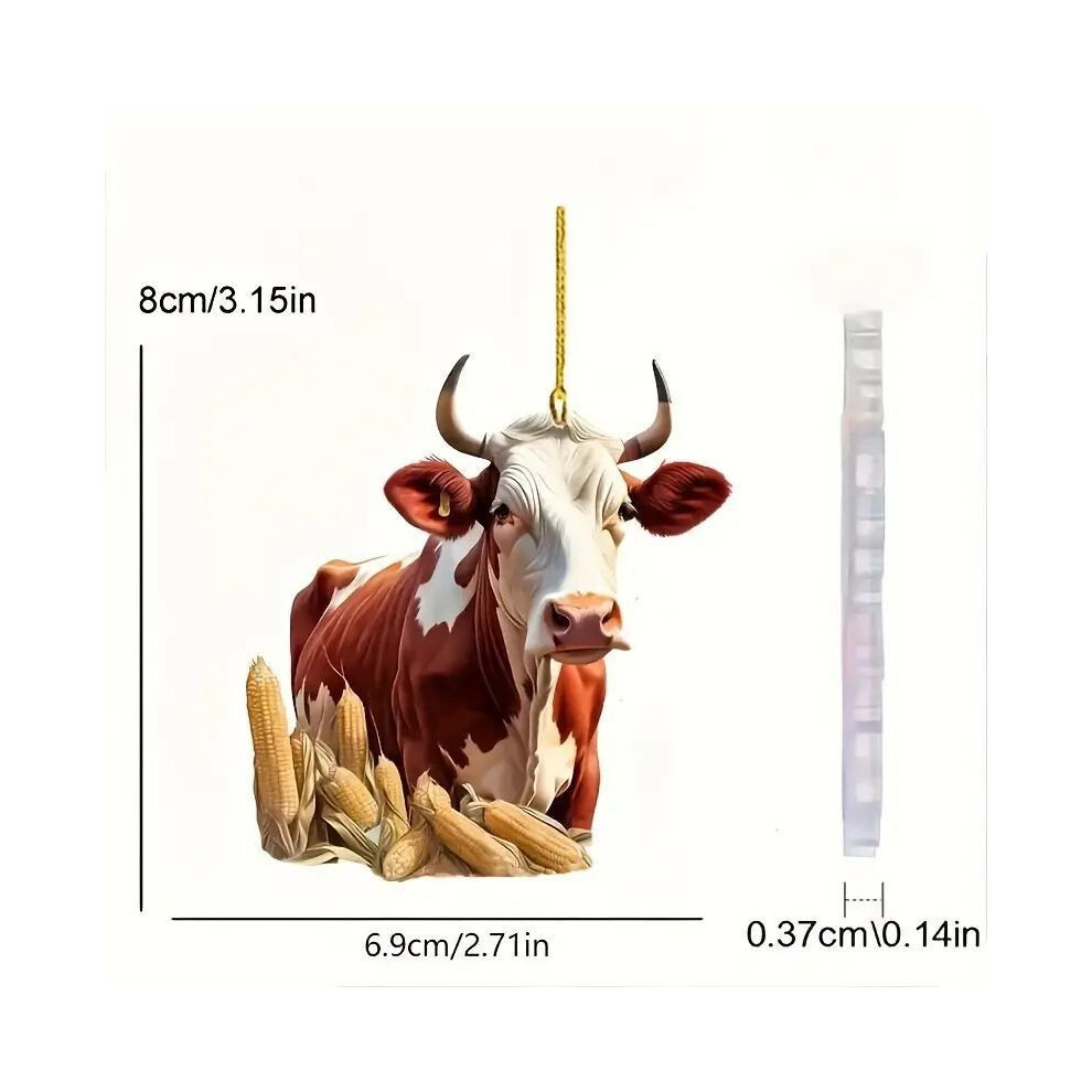 Ornement à suspendre voiture vache acrylique ludique pour sapin de Noël lumineux et accents maison