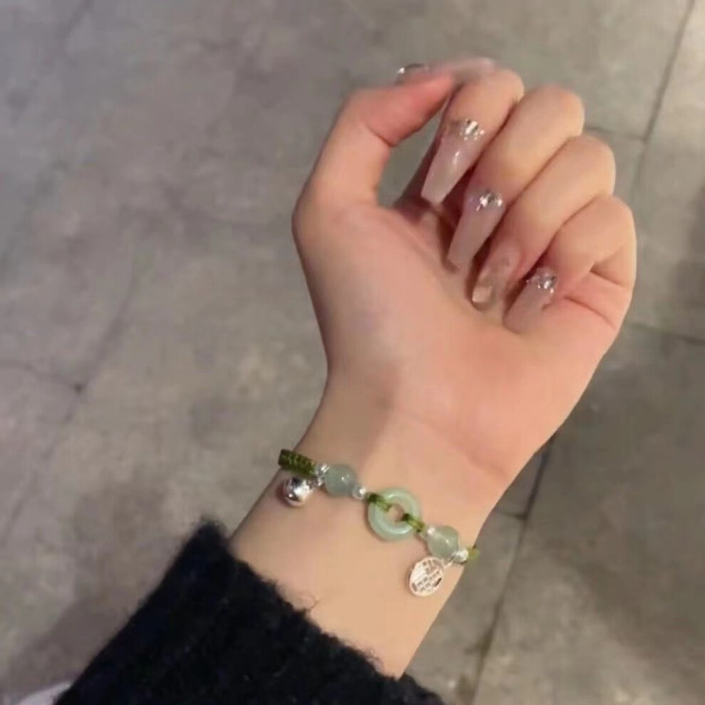 (Green Bracelet)Bracelet String Noir Réglable Tendance pour Couples Design Ethnique Géométrique
