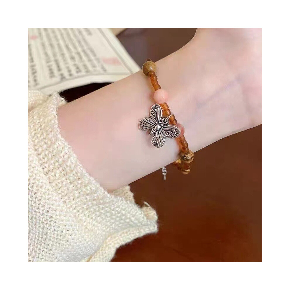 (Butterfly)Bracelet élégant papillon lotus design artistique rétro parfait pour cadeaux d'été