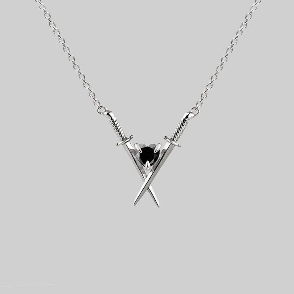 (Silver)Collier coeur à la mode création unique en alliage bijoux élégants pour femmes armoire