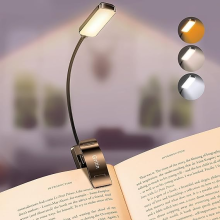 Gritin 9 LED Clip on Book Light, 3 Eye-Protecting Modes Flexible Reading Light Book Lamp (Warm&Cool White) -Stepless Di