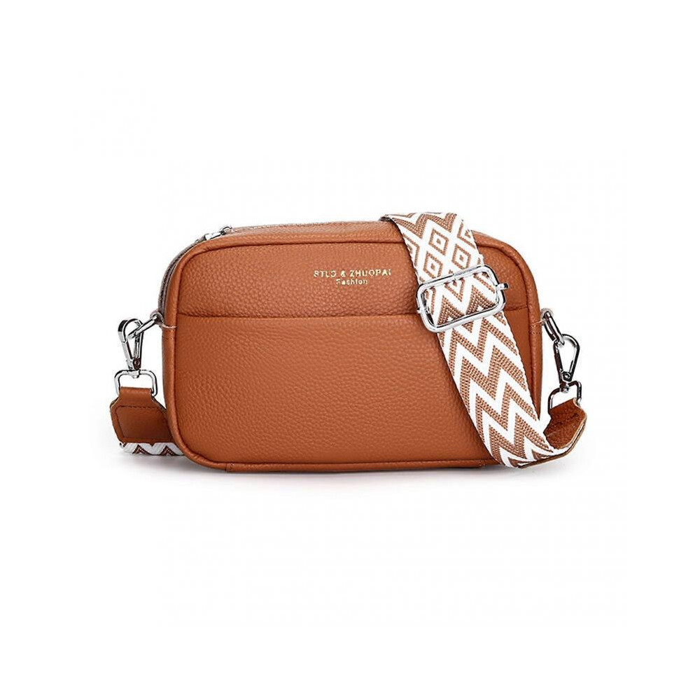 (Brown) Solid-color Tote Bag for Women Fine Workmanship Cross-body Bag for Shopping