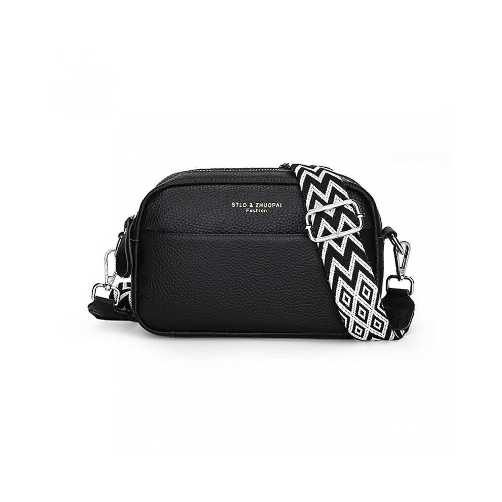 (Black) Solid-color Tote Bag for Women Fine Workmanship Cross-body Bag for Shopping